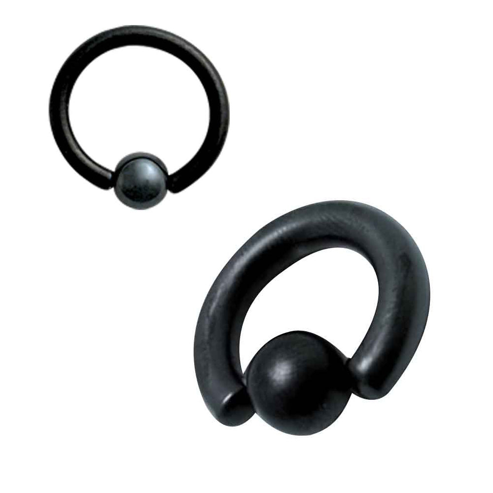 Black Captive Bead Ring