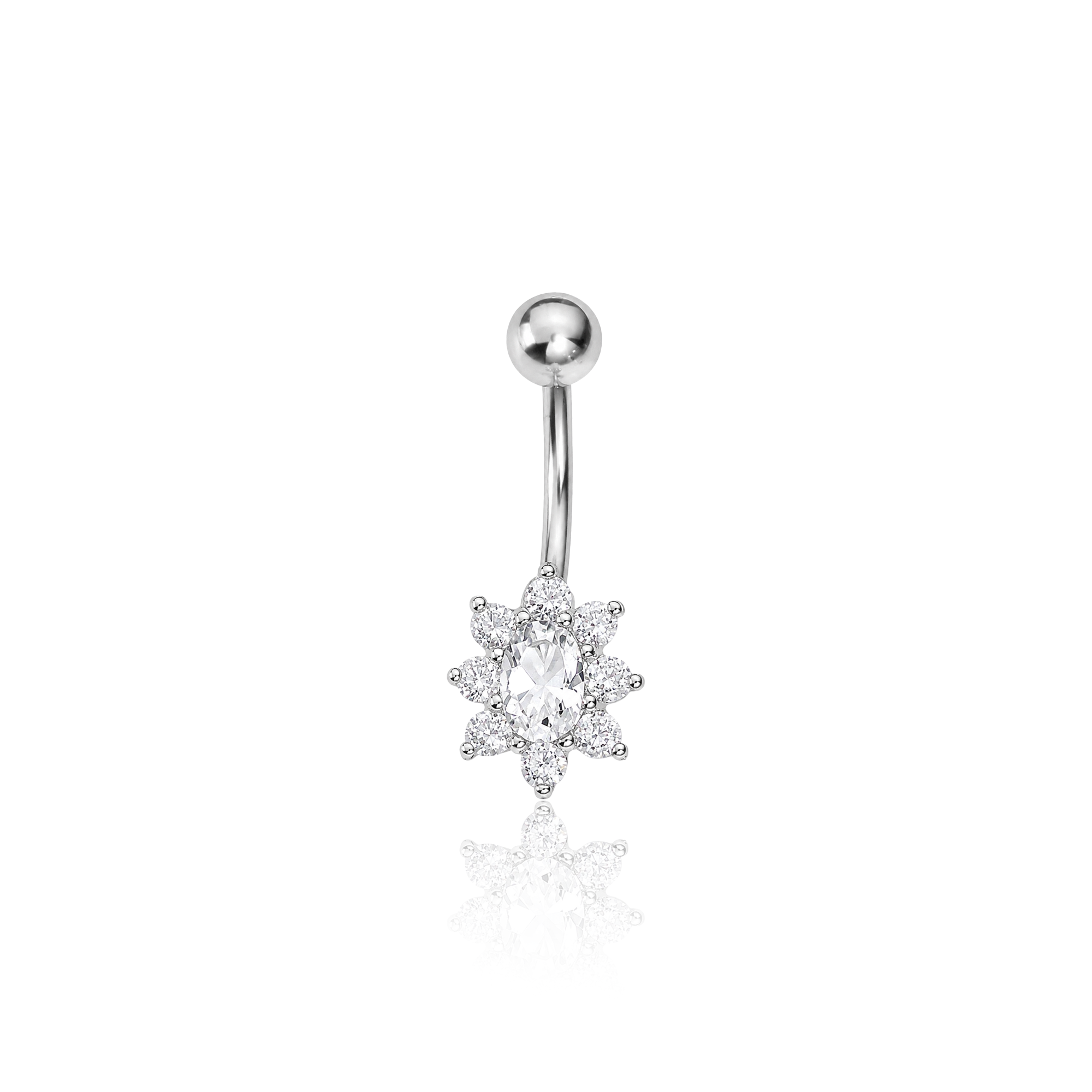 Jewelled Flower Navel Bar CC
