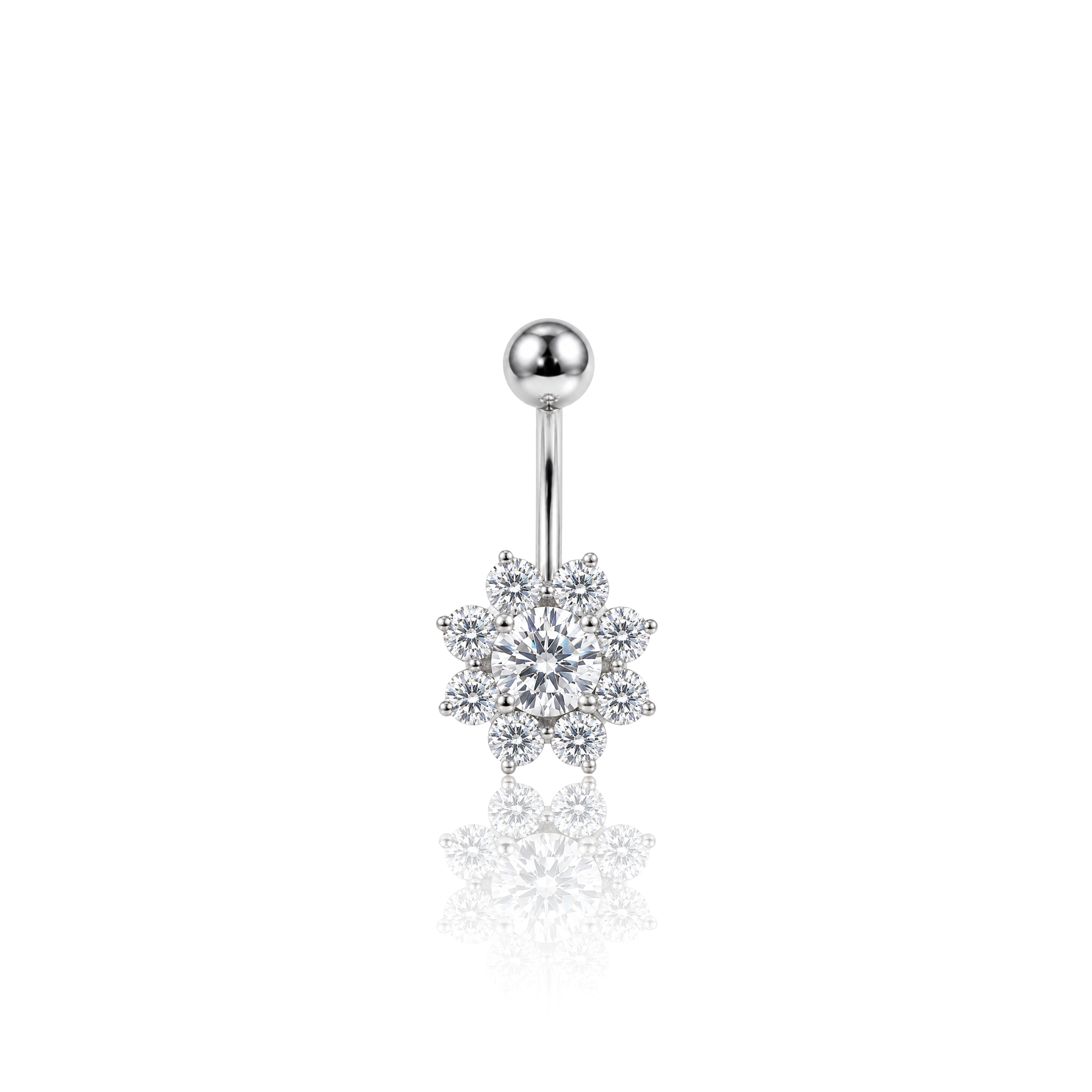 Flower Stone Navel Bar Crystal