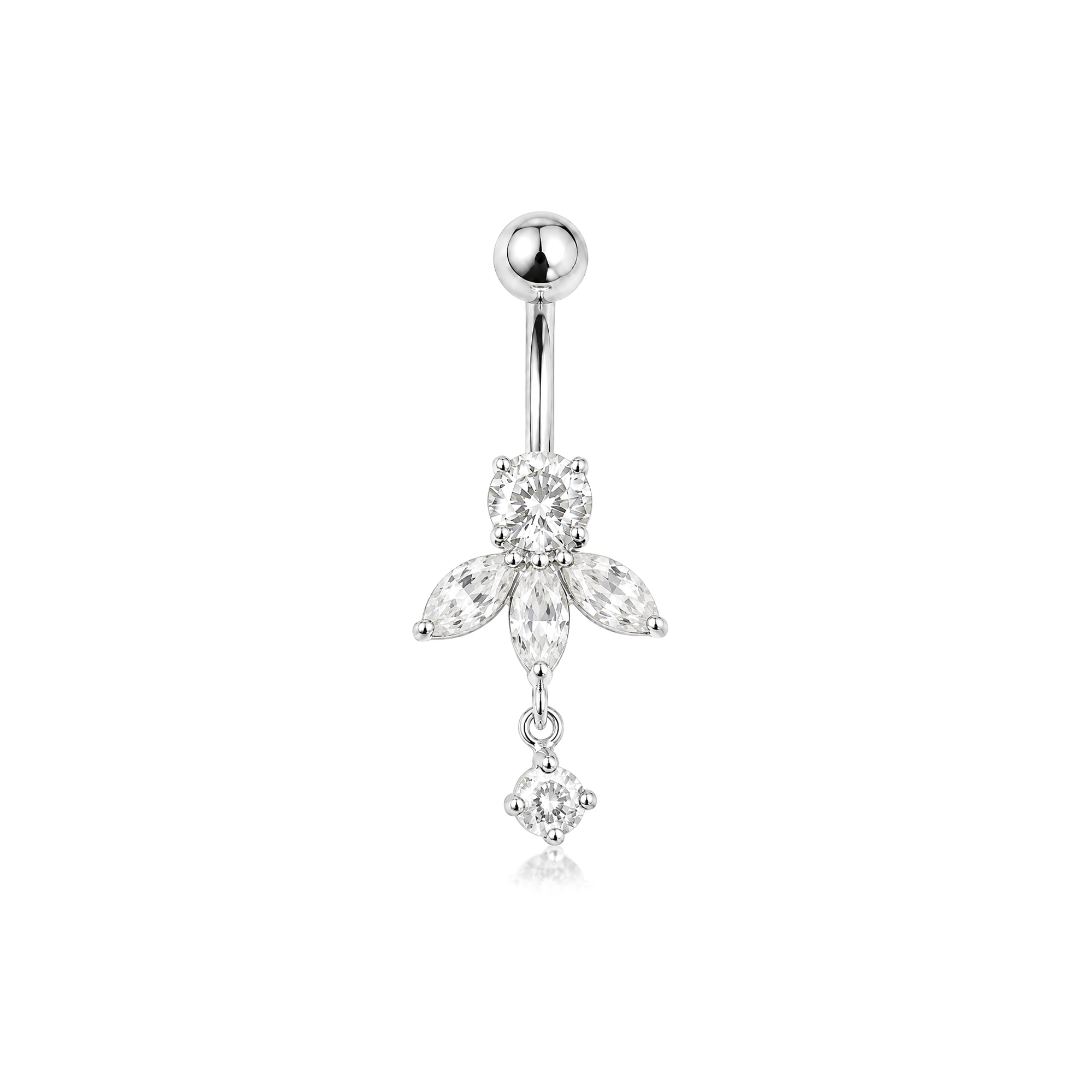 Rose w Stone Navel Bar