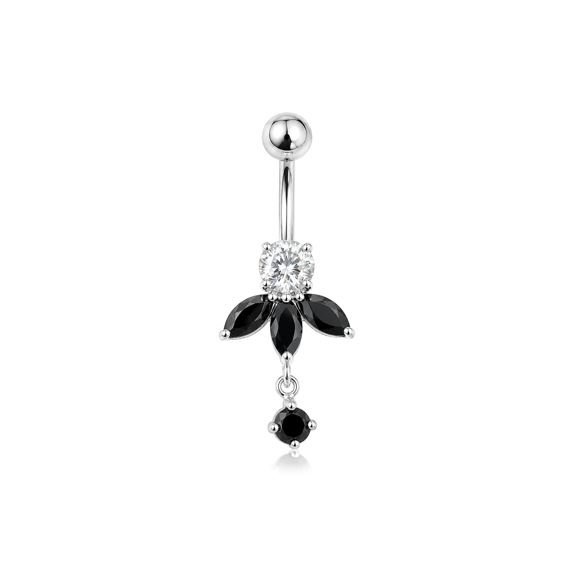 Rose w Stone Navel Bar