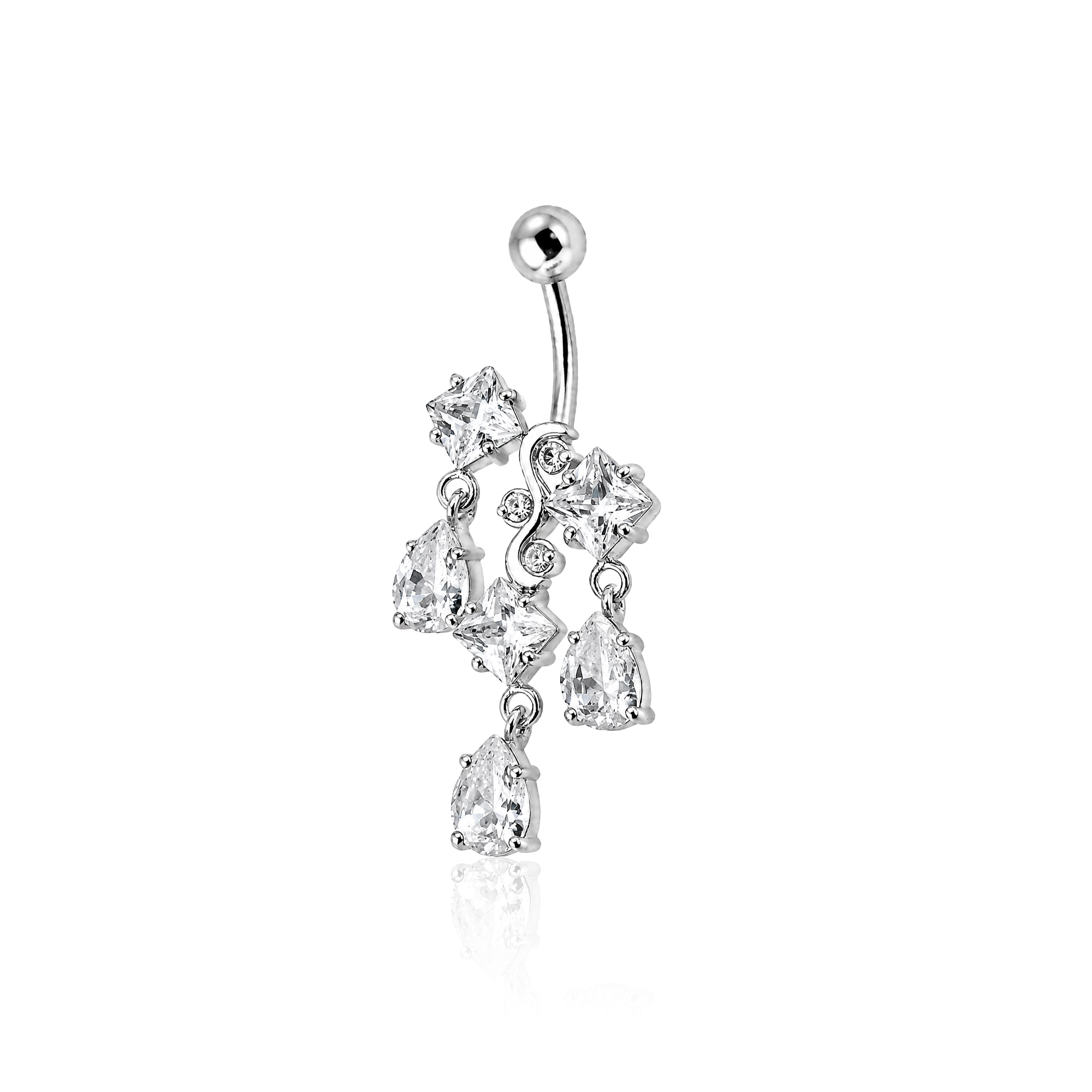 Multi Stone Dangling Navel Bar