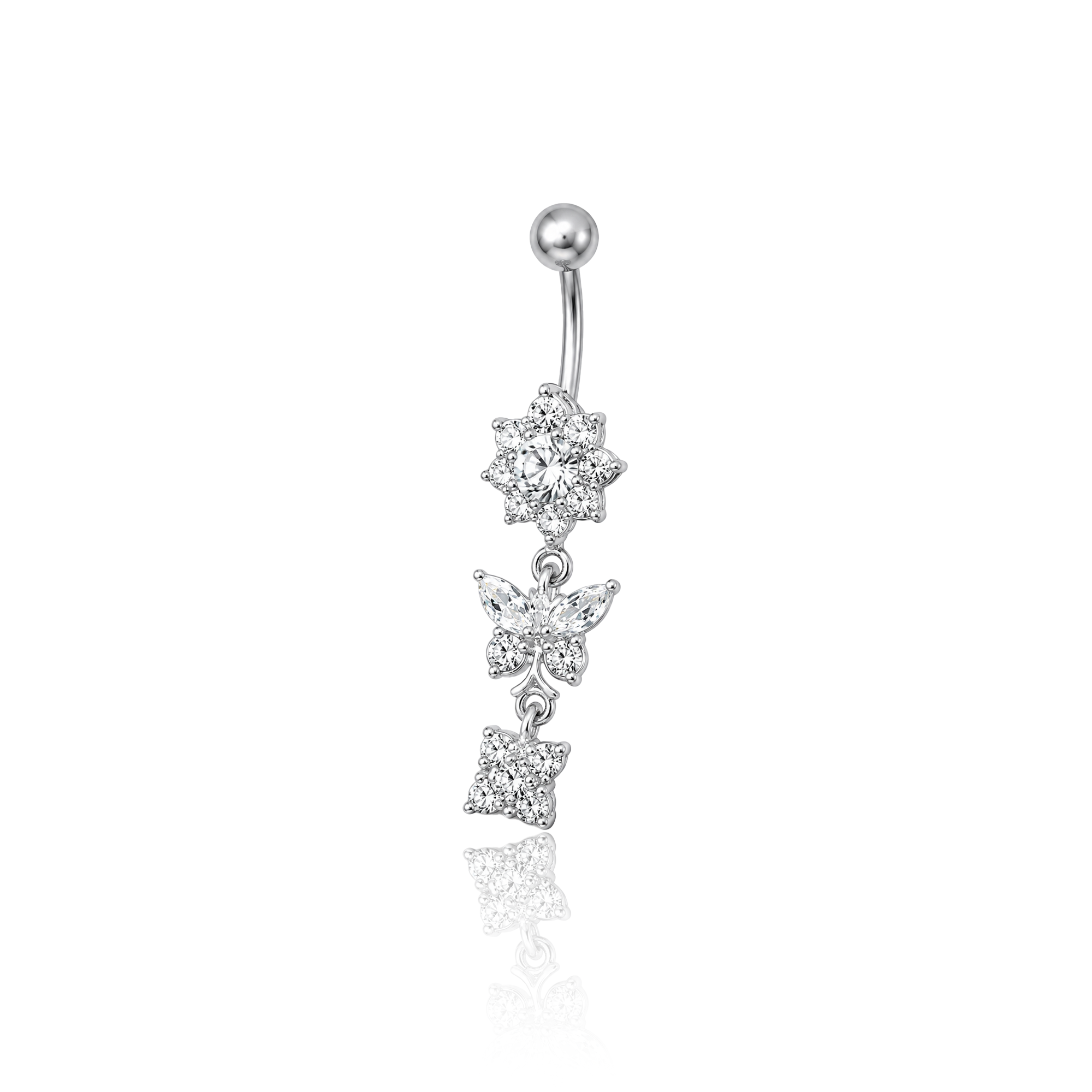 Butterfly with Flower Navel Bar