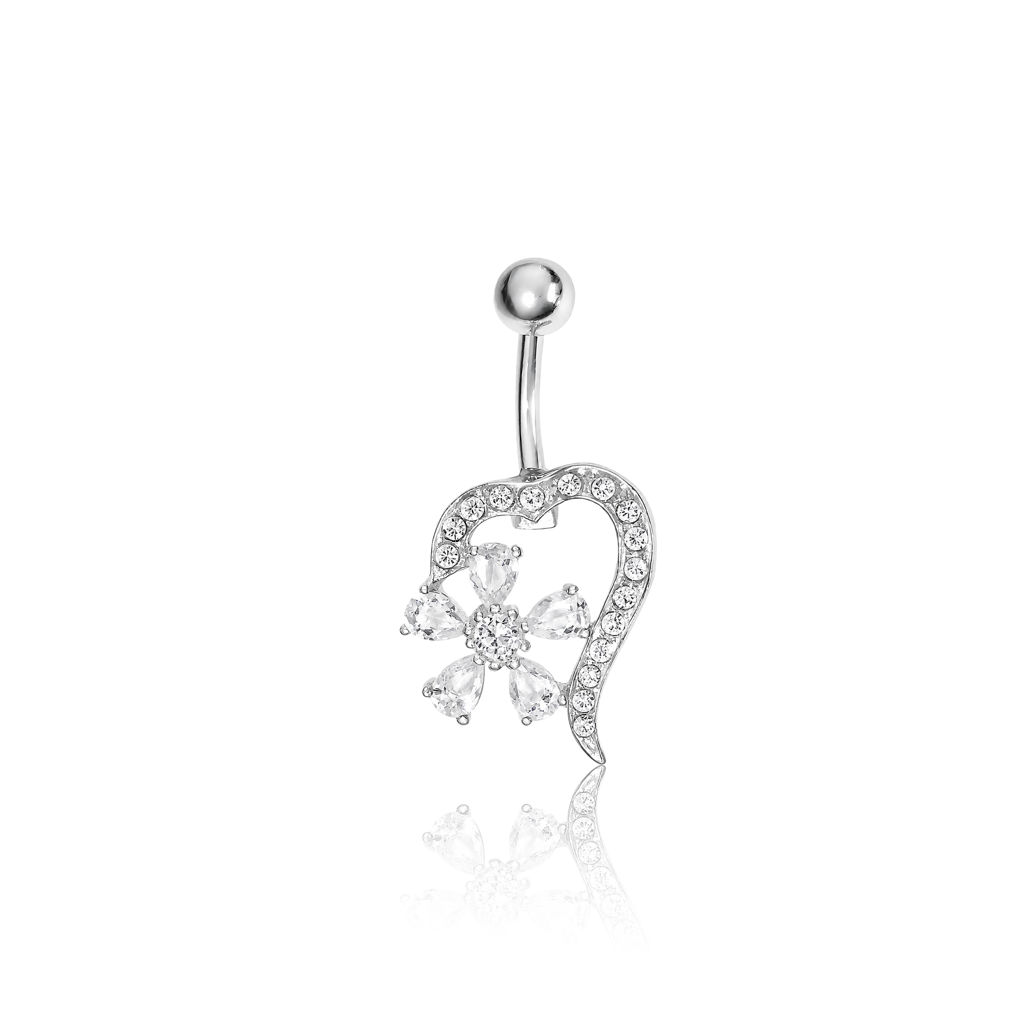 Flower Heart Navel Bar