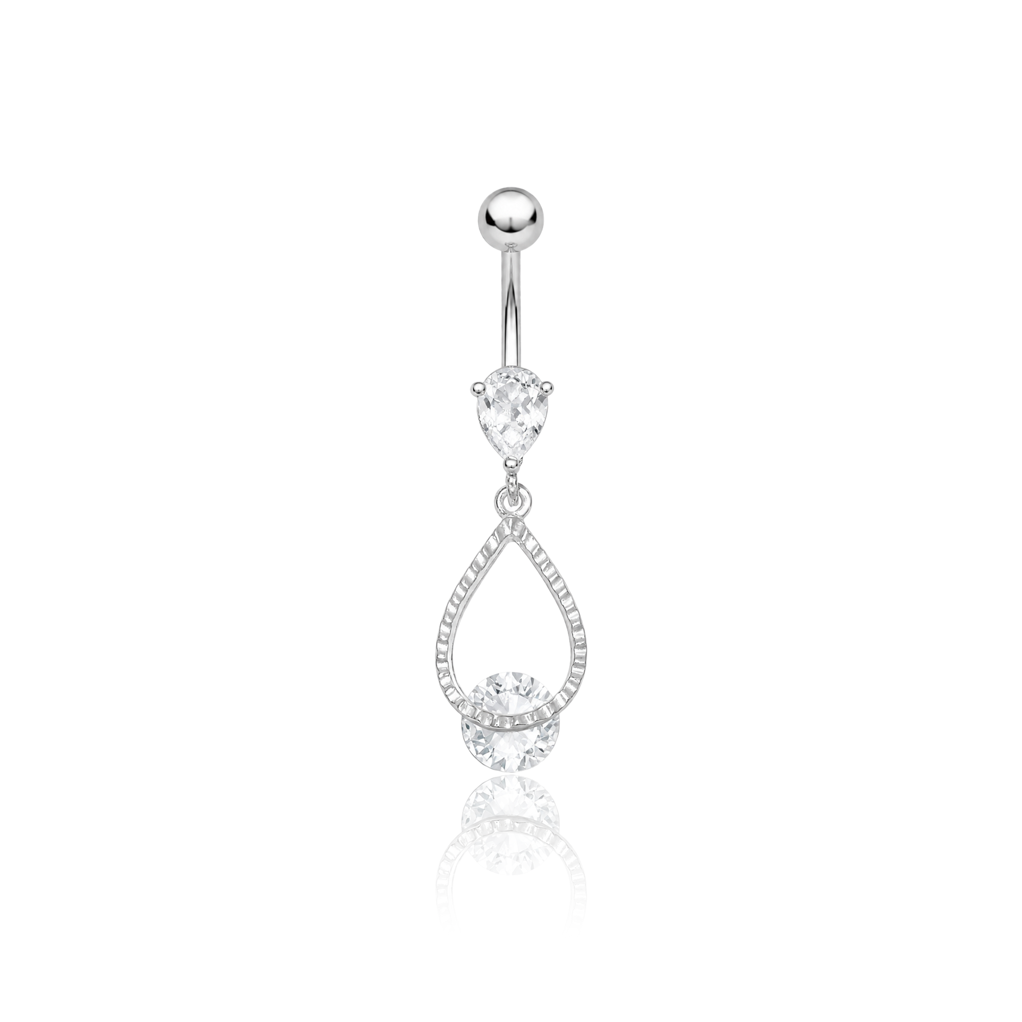 Jewelled Tear Drop Navel Bar