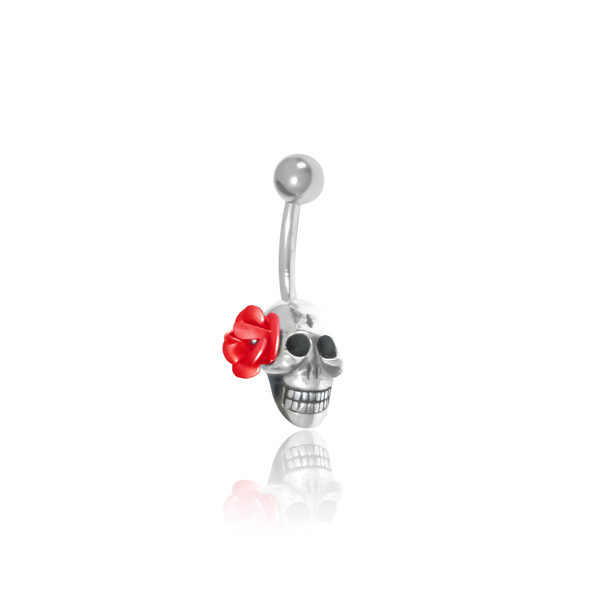 Skull Rose Navel Bar