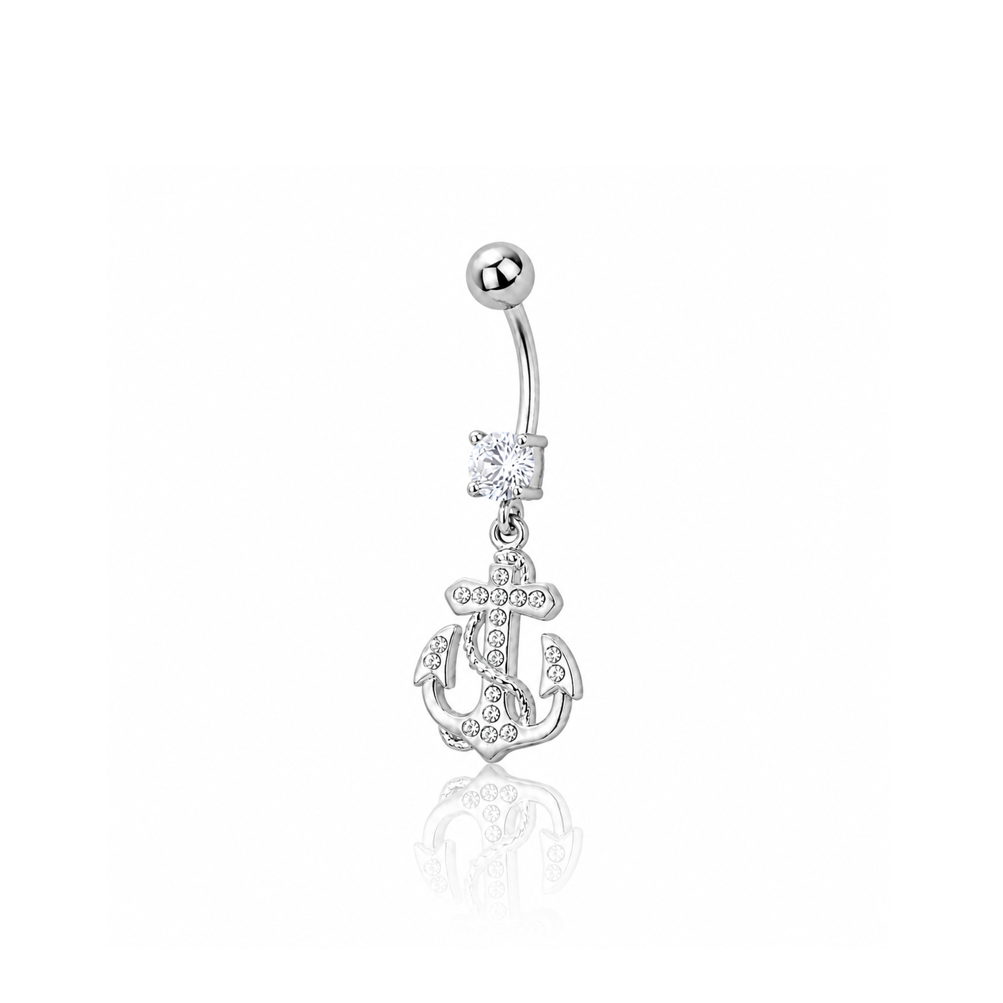 Jewelled Anchor Navel Bar