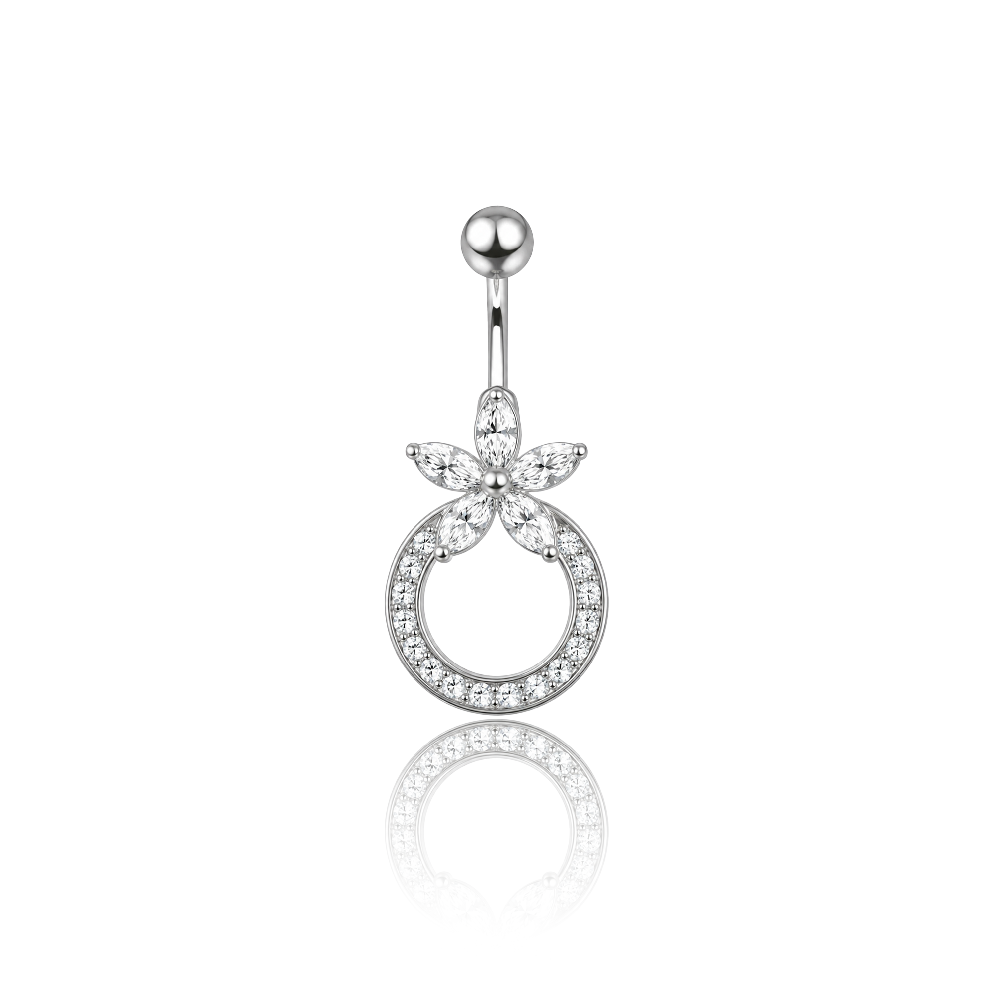 Circle Flower Navel Bar