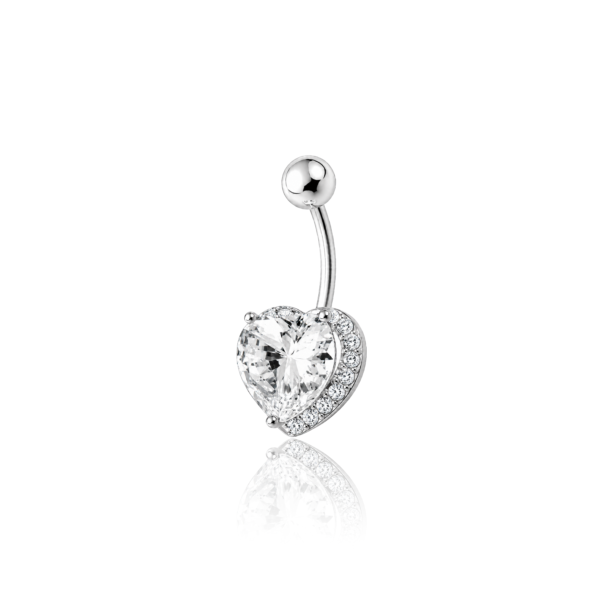 Big Heart Gem Navel Bar