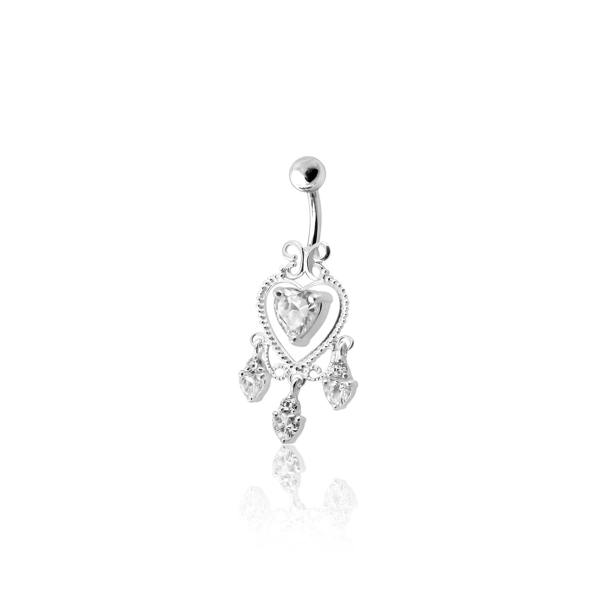 Fancy Gem Heart Navel Bar