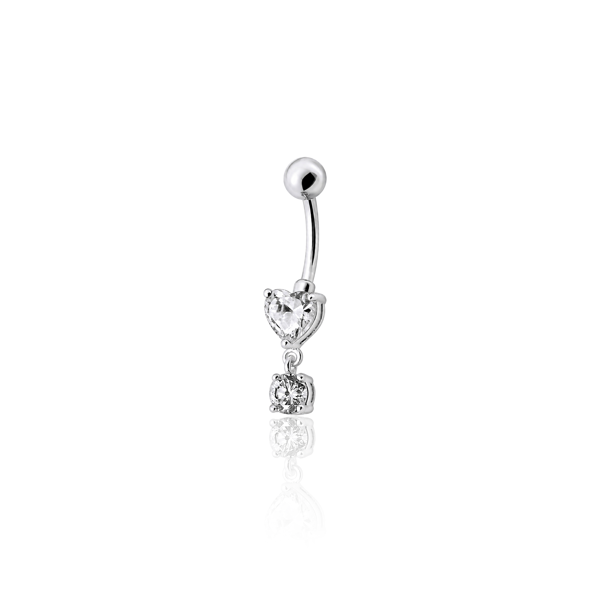 Heart With Round Dangle Navel Bar