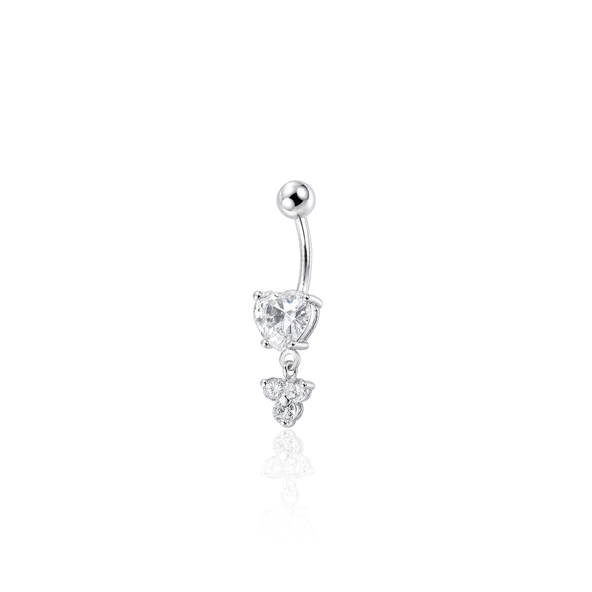 Heart With Trio Dangle Navel Bar
