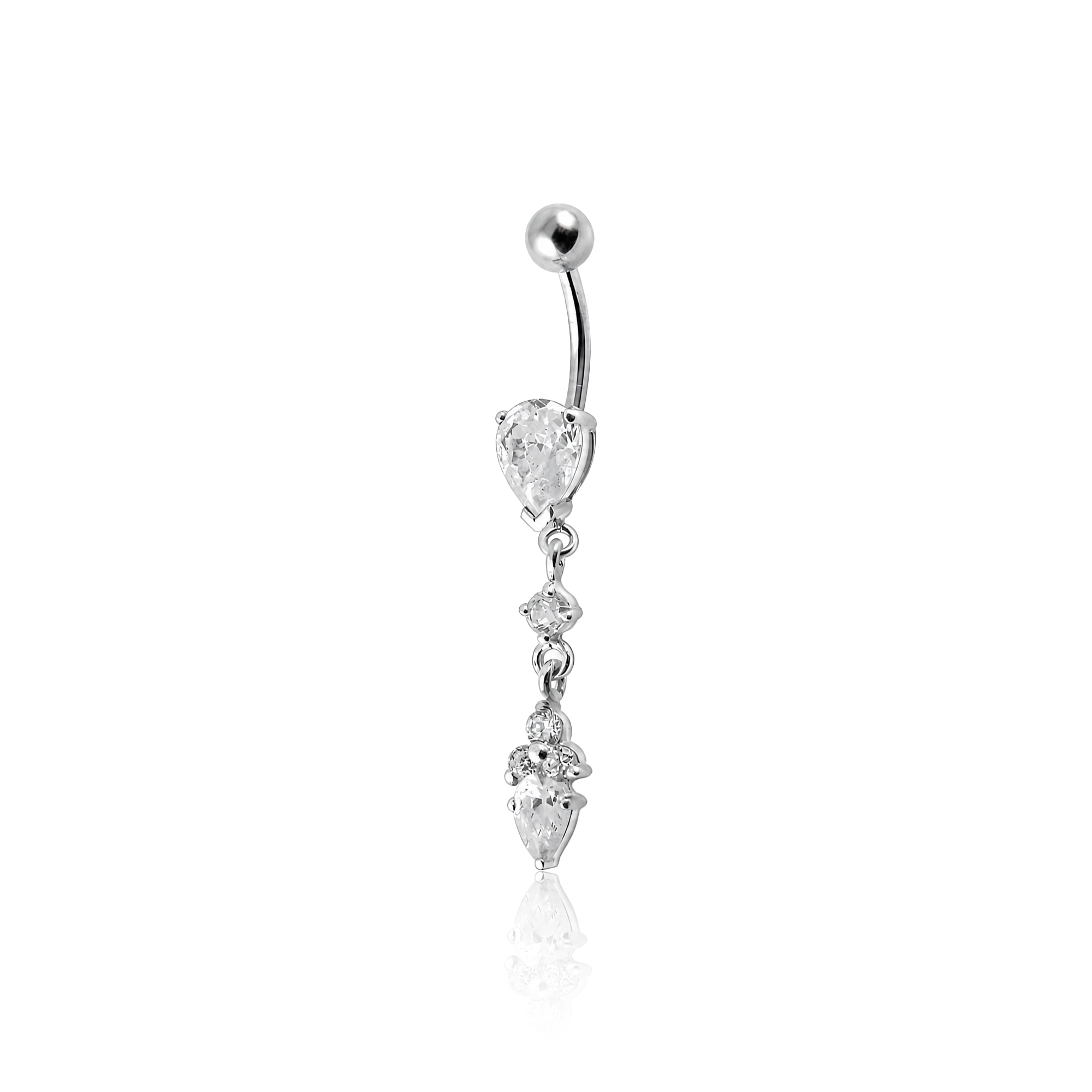 Double Dangle Tear Trio Navel Bar