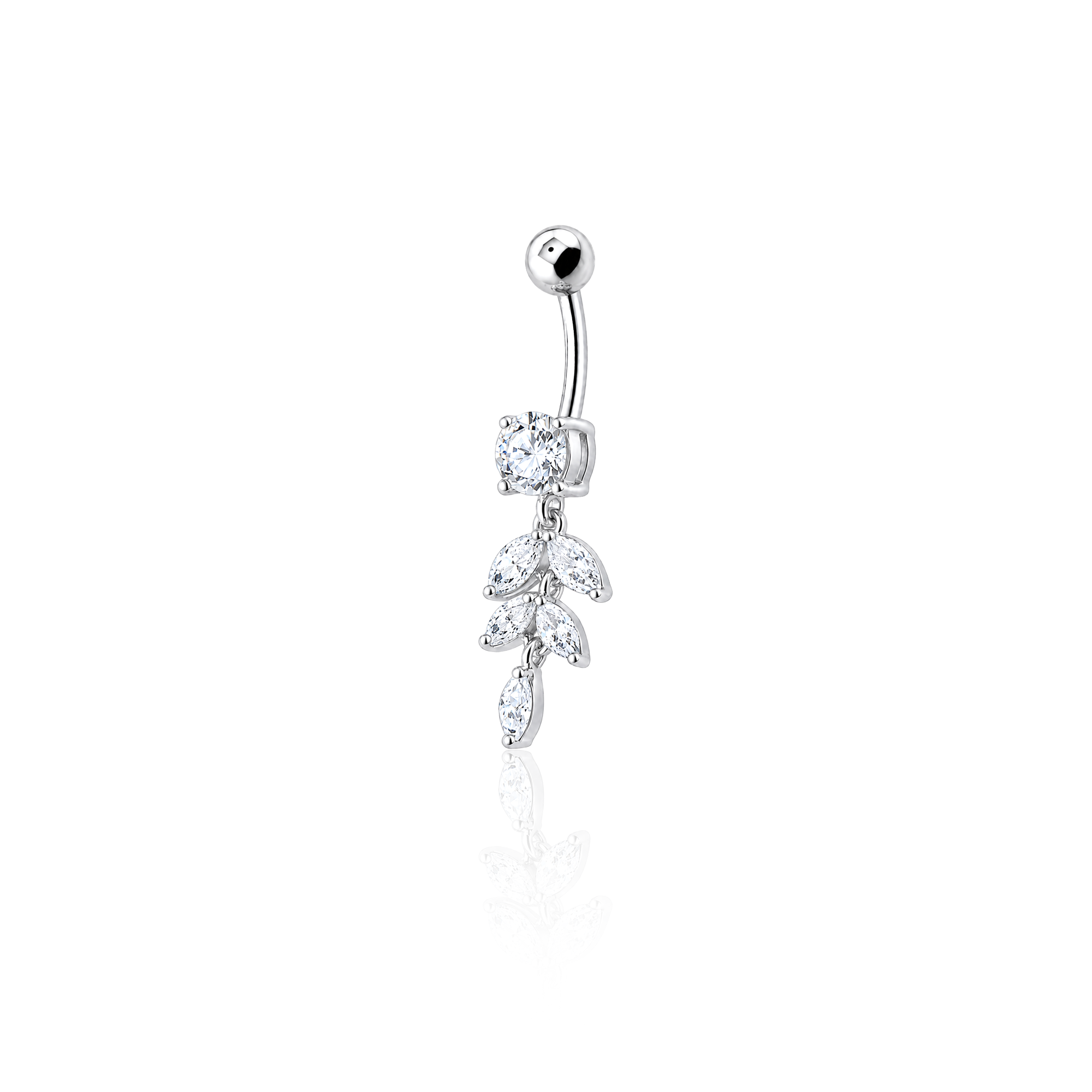 Round Stone With Leaf Navel Bar