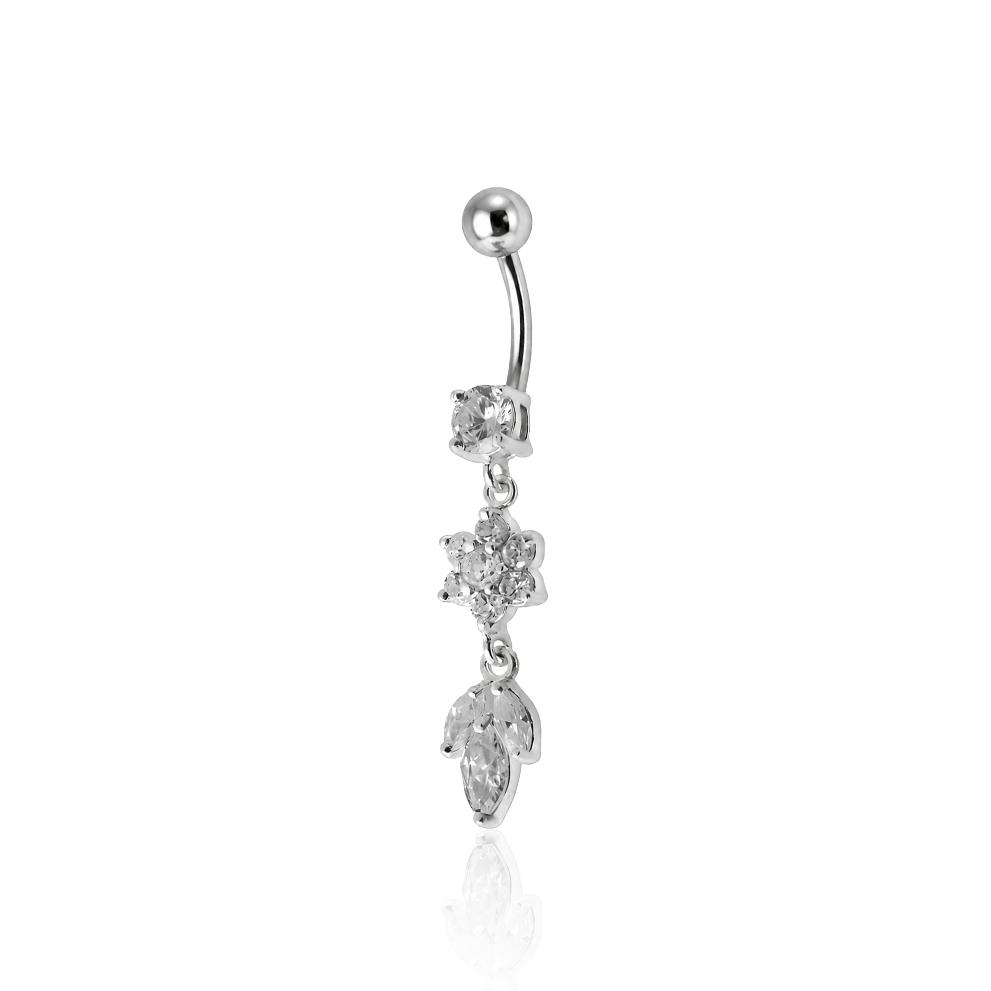 Flower w Dangle Ovate Navel Bar