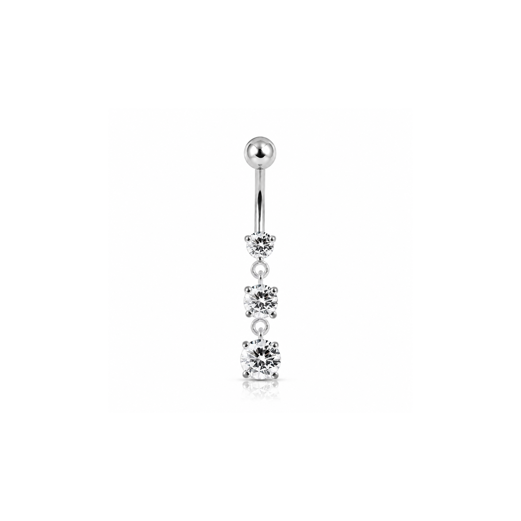 3 Round Stones Droplets Navel Bar
