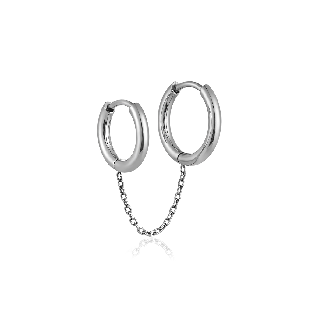 Titanium Double Hoop Chain Earring
