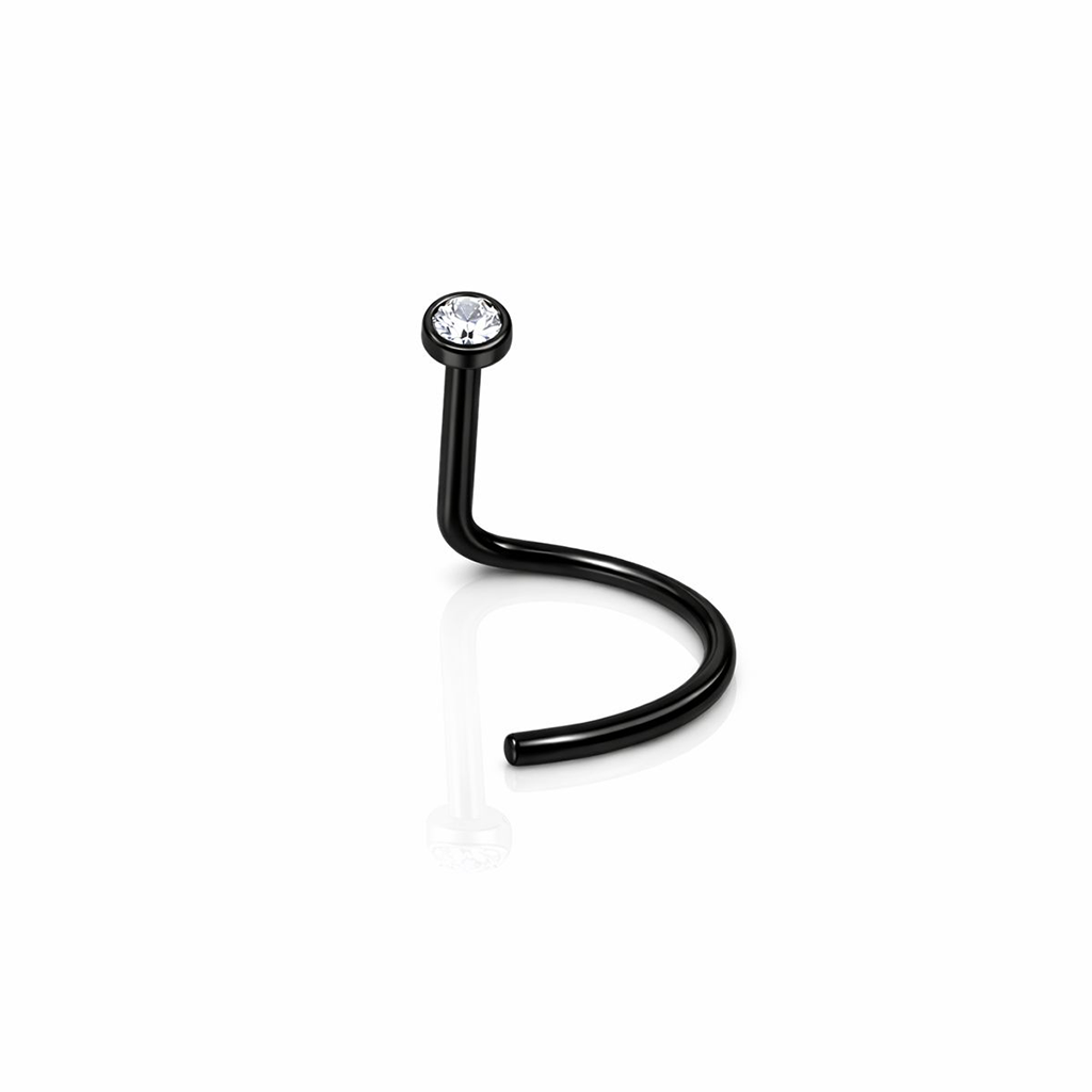 Black BioFlex Jewelled Nose Stud