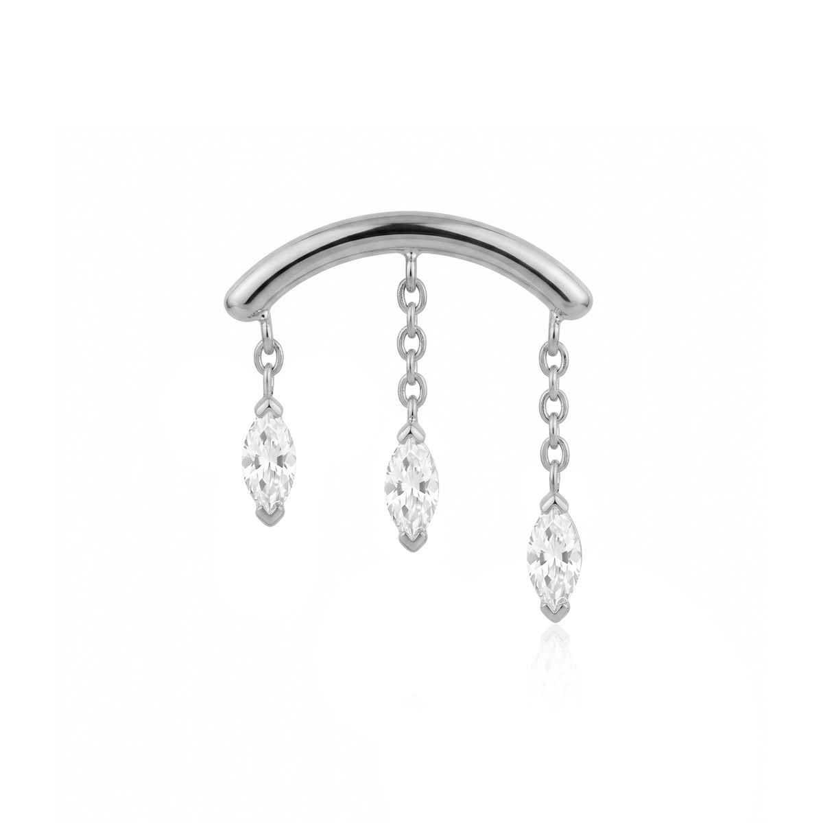 Curved Bar Chain with 3 Marquise Flatback