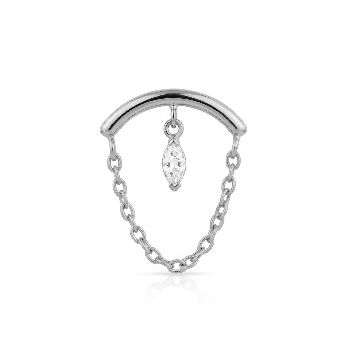 Curved Bar Chain with a Marquise Crystal Flatback