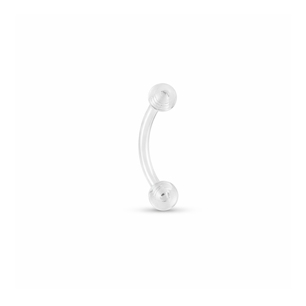 UV Curved Barbell w Clear Balls