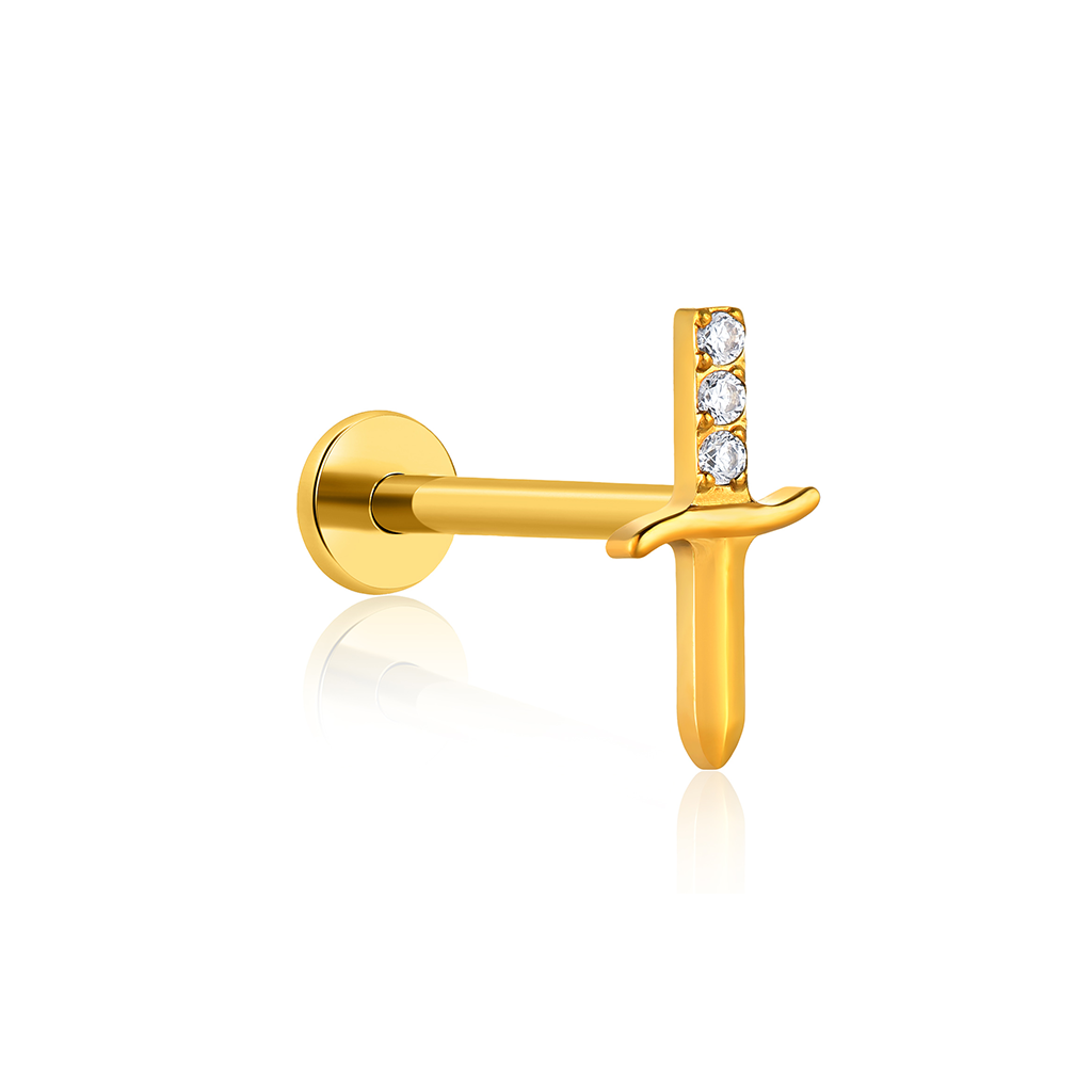 18k V-Gold Dagger Flatback