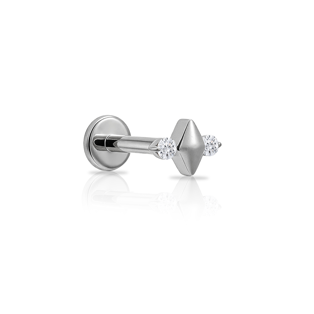 Diamond w 2 Jewels Flatback