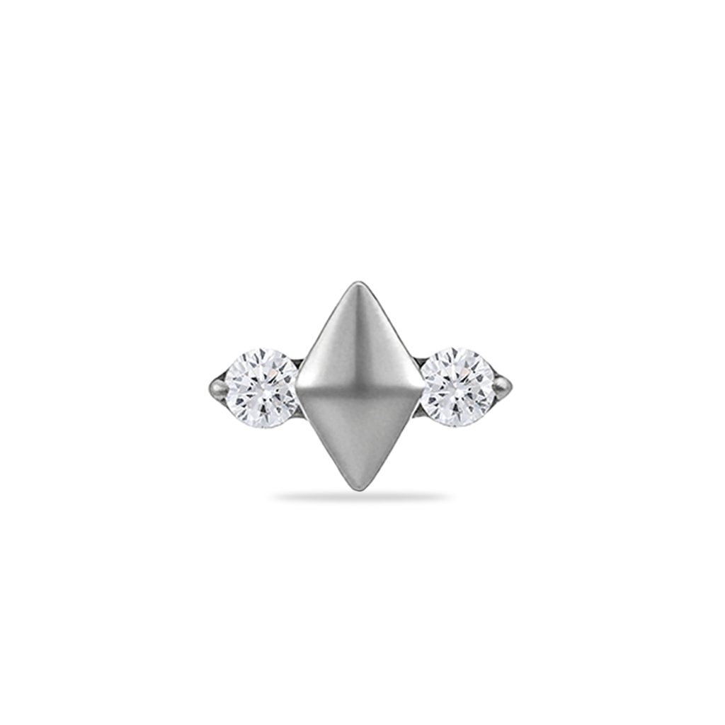 Diamond w 2 Jewels Flatback