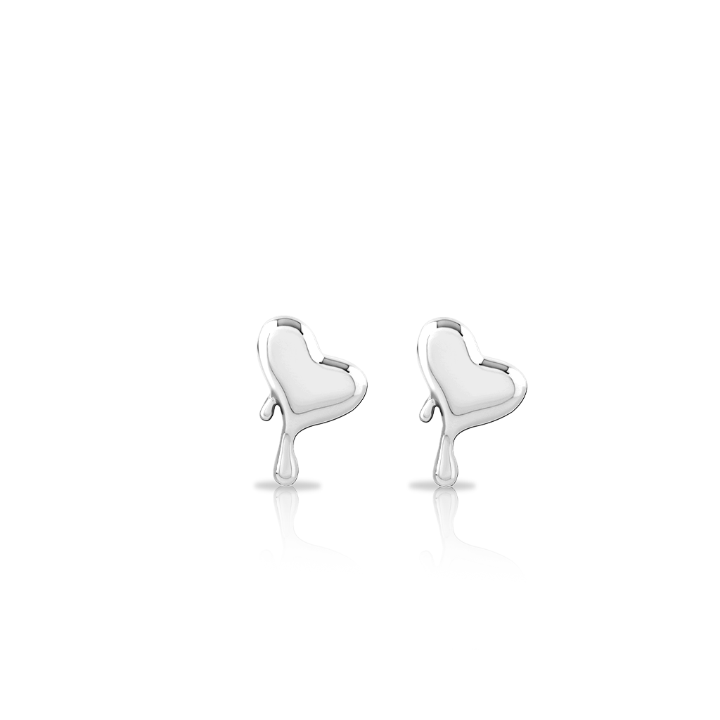Surgical Steel Drip Heart Earrings - Pair