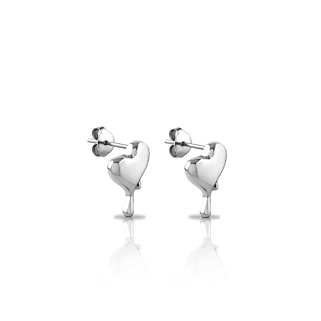 Surgical Steel Drip Heart Earrings - Pair