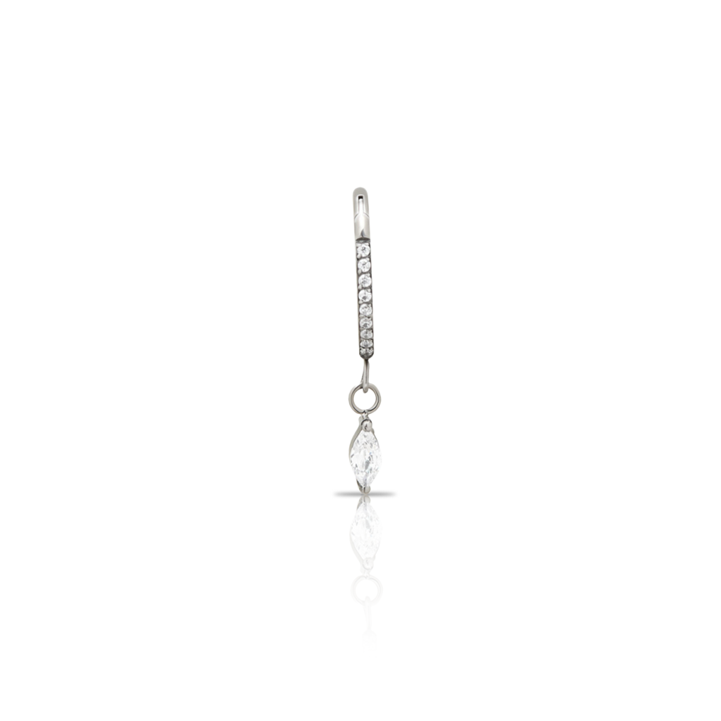 Jewelled Hinged Ring w Marquise Dangle