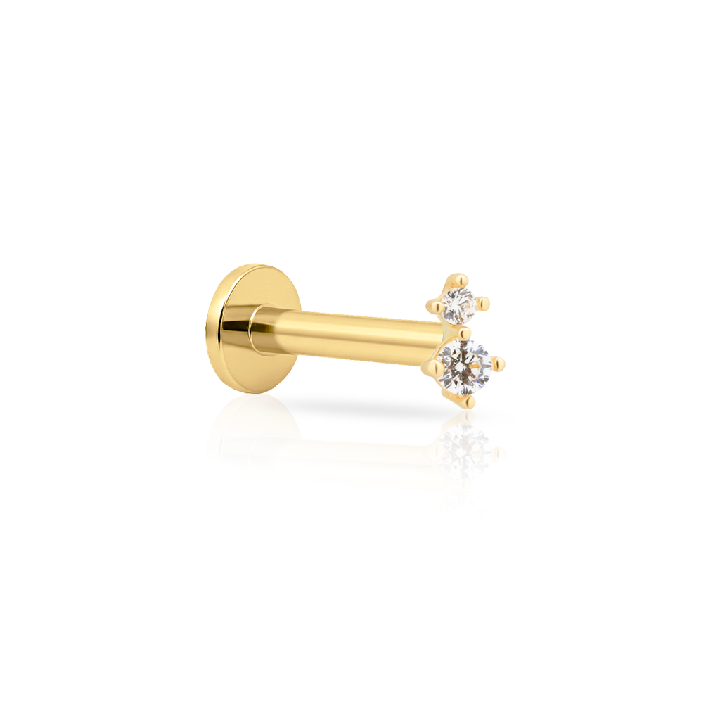 14kt Gold Flatback - 2 Stone Prong Set