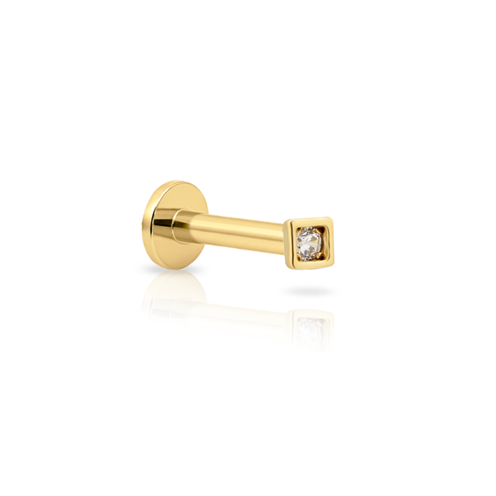 14kt Gold Flatback - Bezel Square