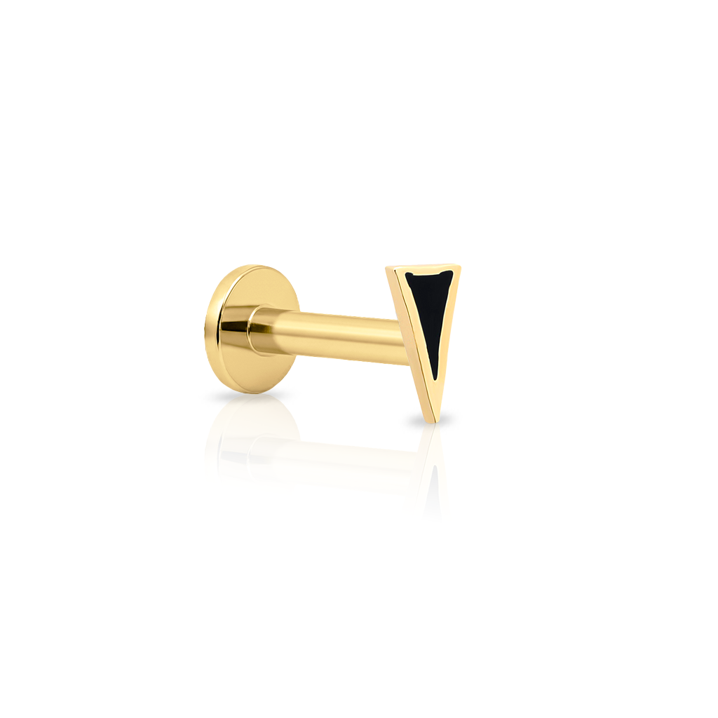 14kt Gold Flatback  - Black Spike