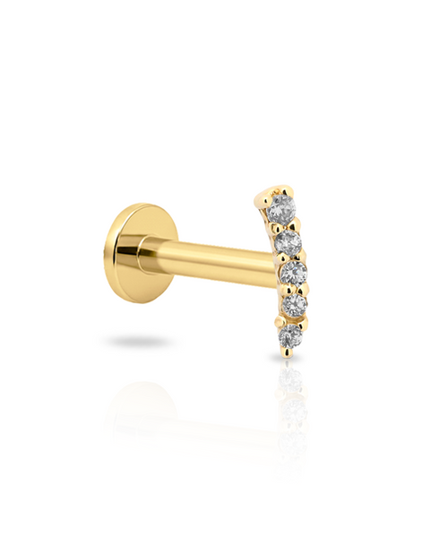 14kt Gold - Curved Jewelled Bar