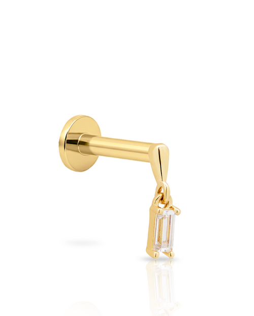 14kt Gold Flatback - Dangle Baguette