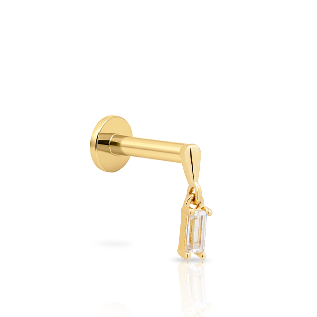 14kt Gold Flatback - Dangle Baguette