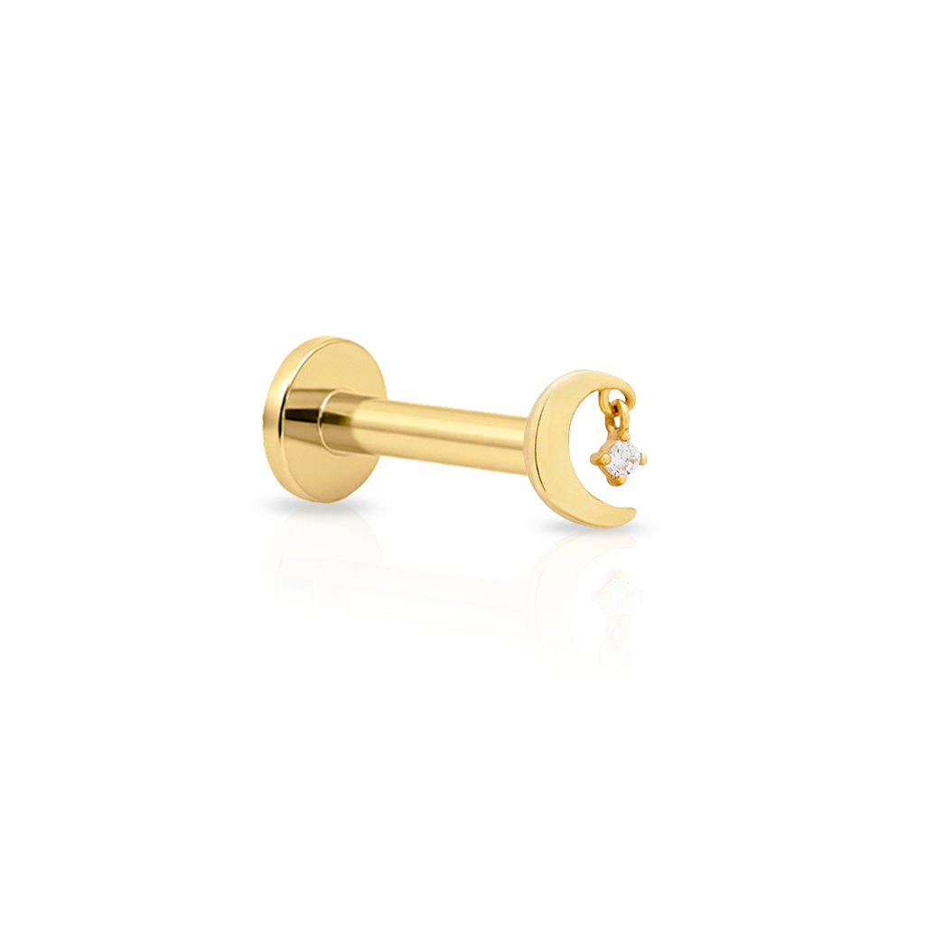 14kt Gold Flatback - Dangle Moon