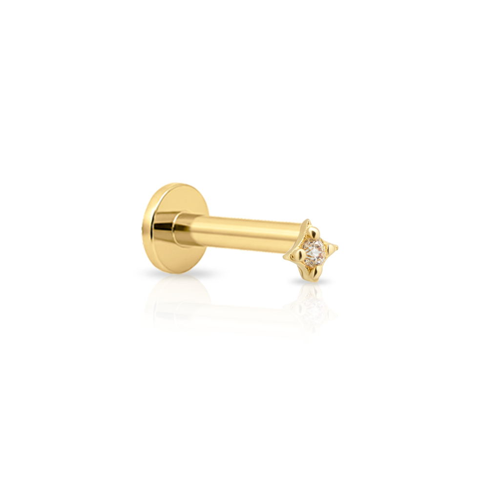 14kt Gold Flatback - Isotoxal Star w CZ