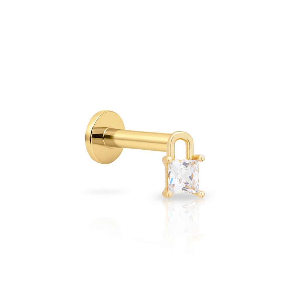 14kt Gold Flatback - Jewel Lock