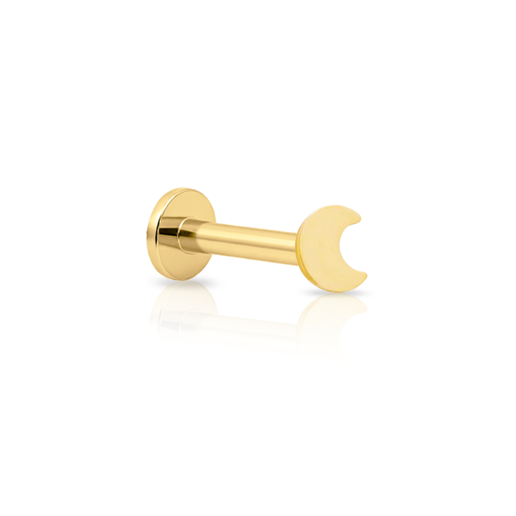 14kt Gold Flatback - Flat Moon