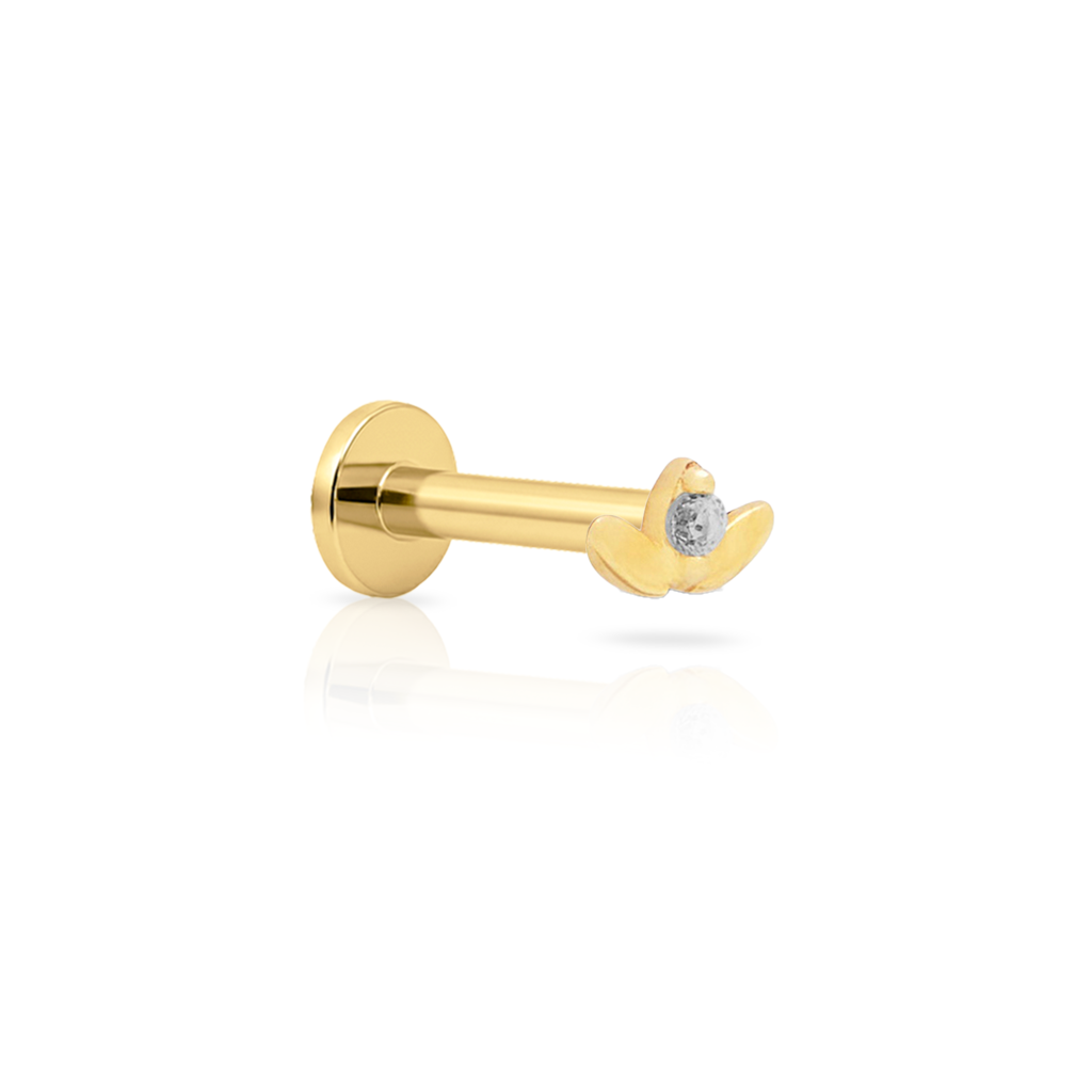 14kt Gold Flatback - 3 Petal Marquise