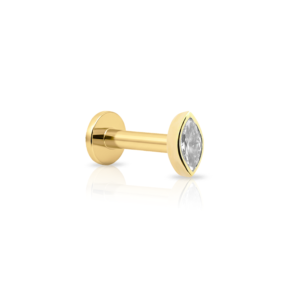 14kt Gold Flatback - Jewelled Ovate