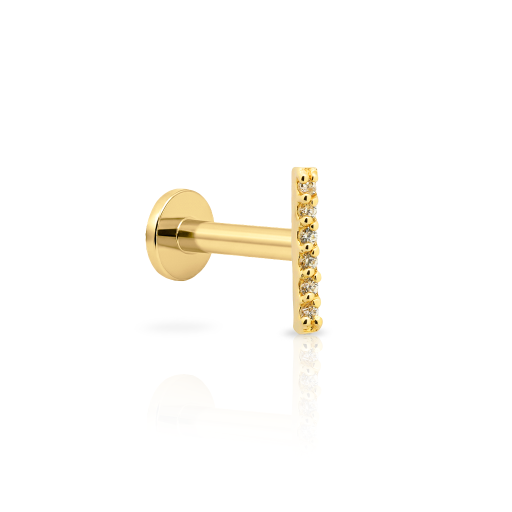 14kt Gold Flatback - Jewelled Rod