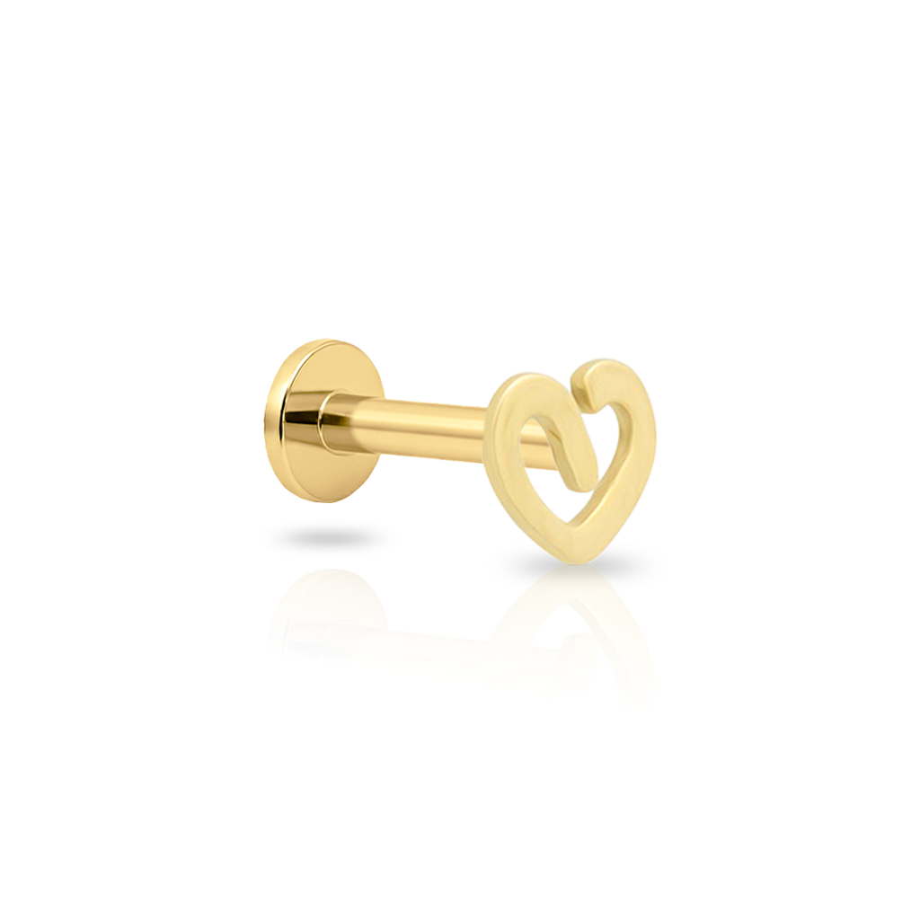 14kt Gold Flatback - Swirl Heart