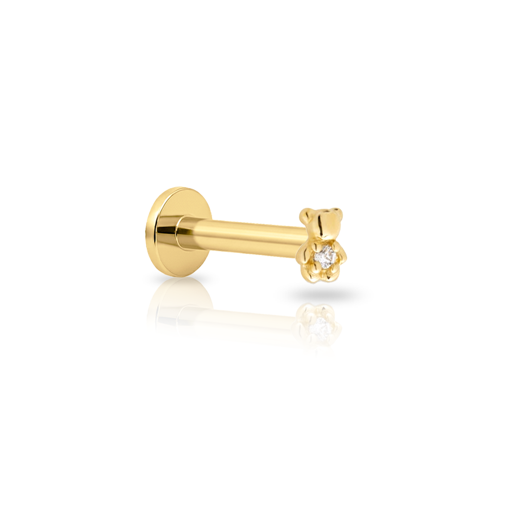 14kt Gold Flatback - Teddy With Jewel