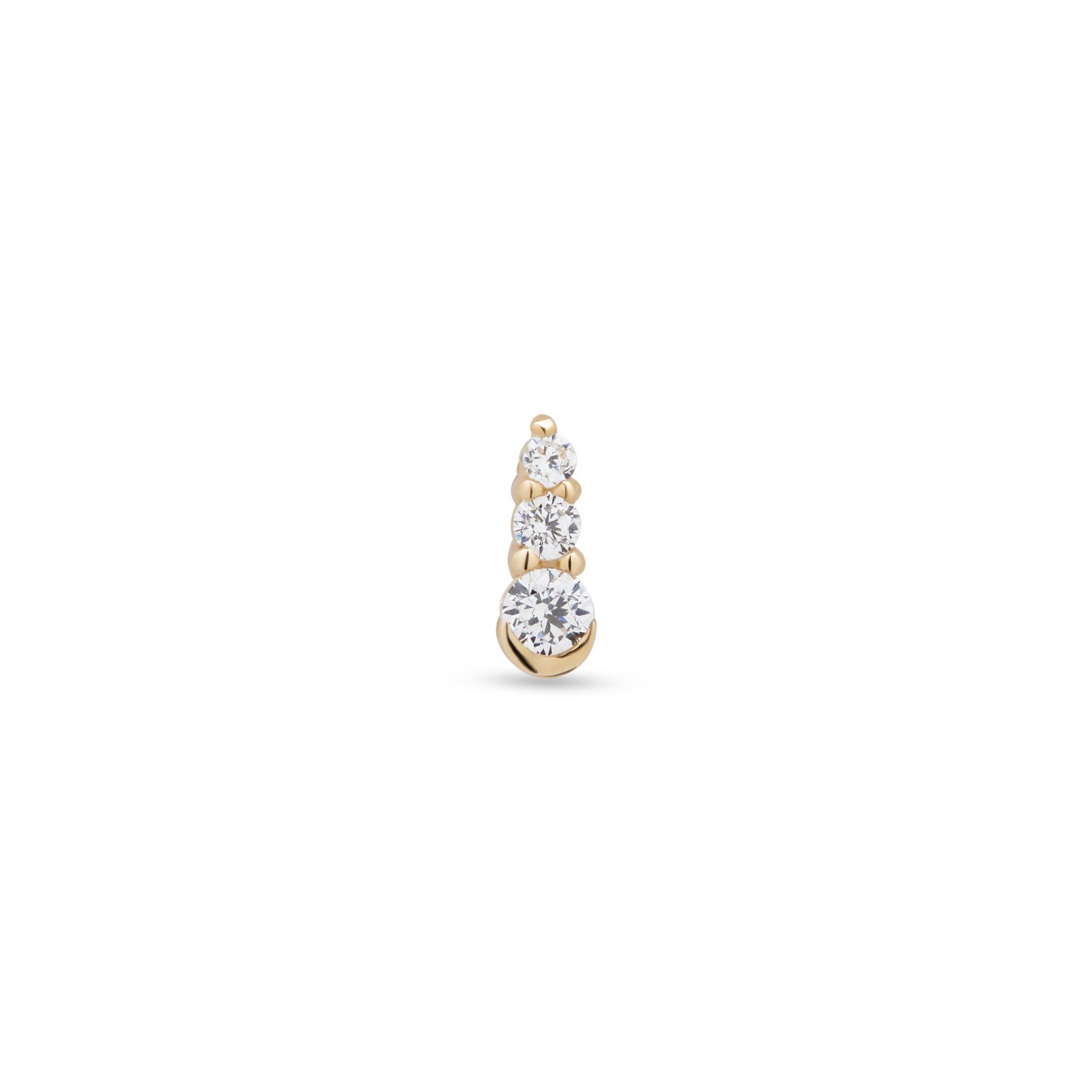 14kt Gold Flatback - 3 Stone Prong Set