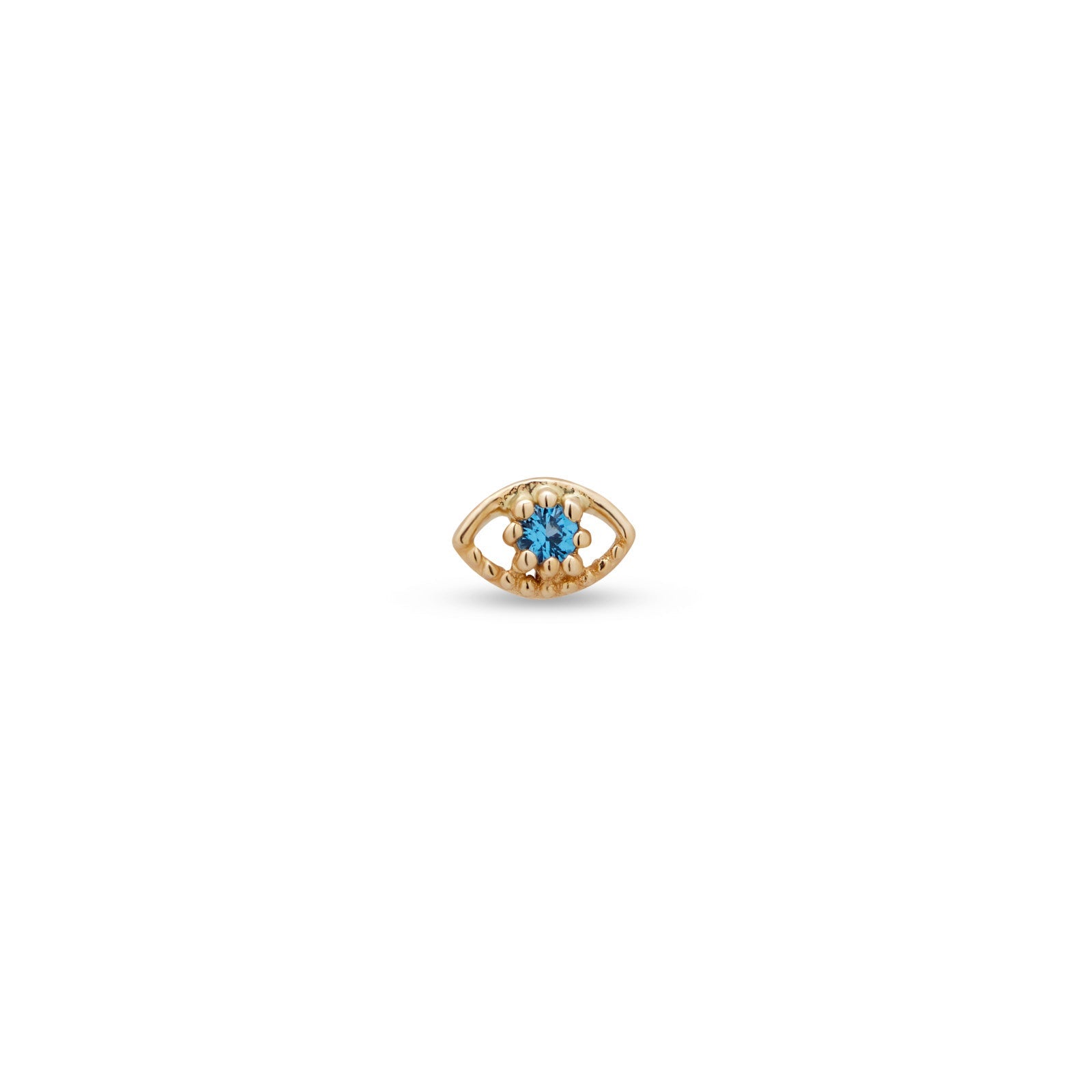 14kt Gold Flatback - Eye With Blue Crystal