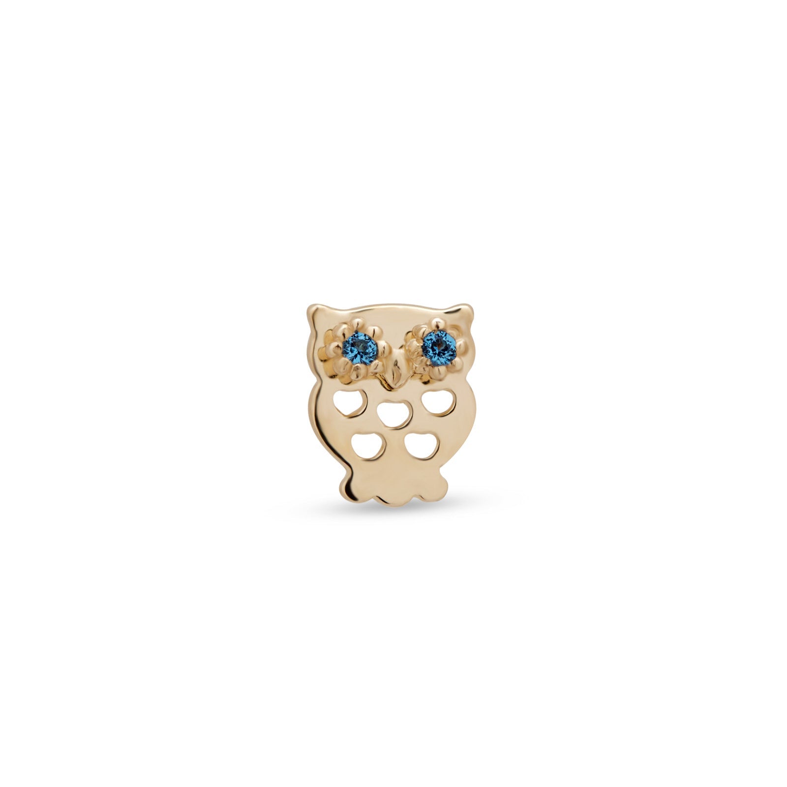14kt Gold Flatback - Owl With Jewel Eyes