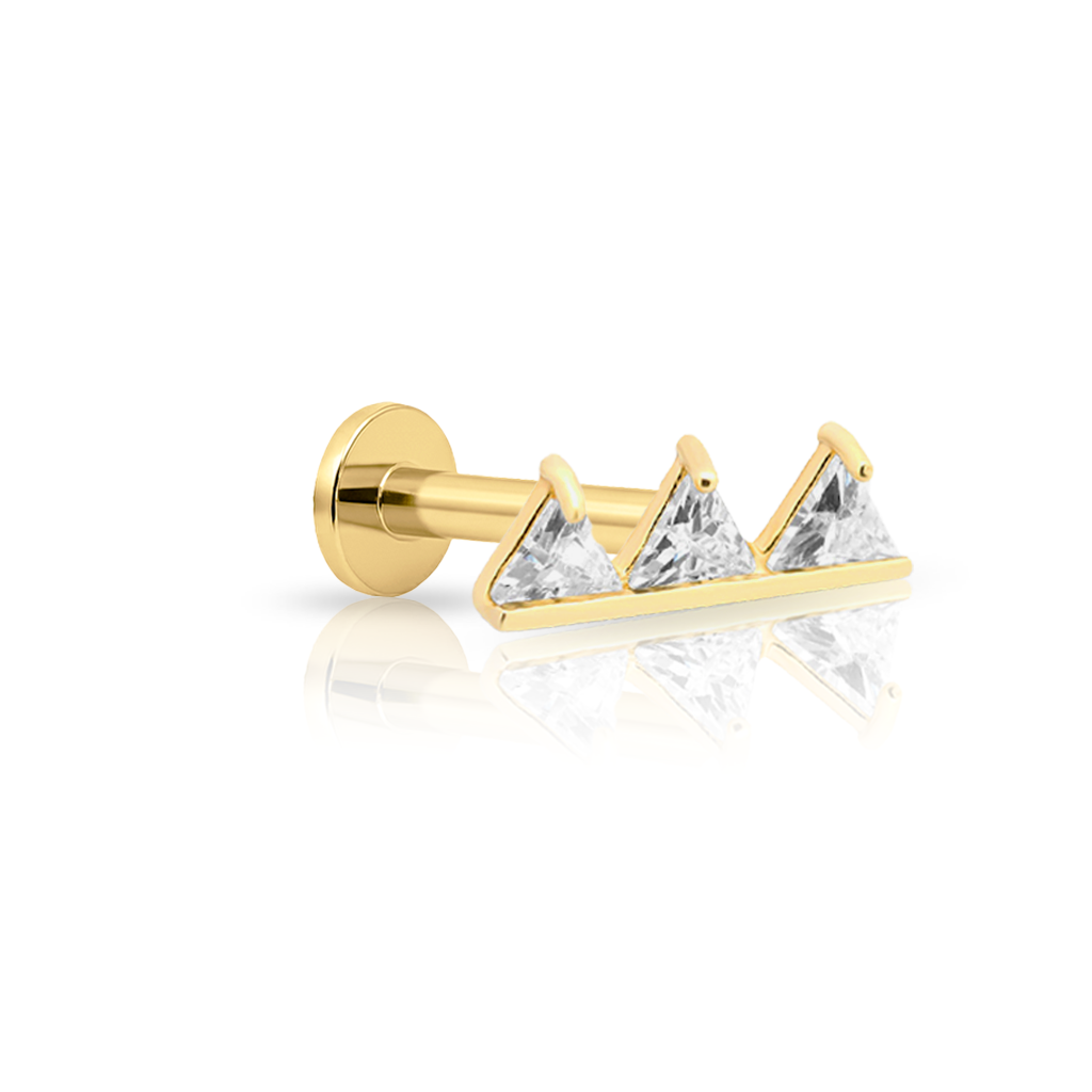 14kt Gold Flatback - Triplet Jewelled Spike